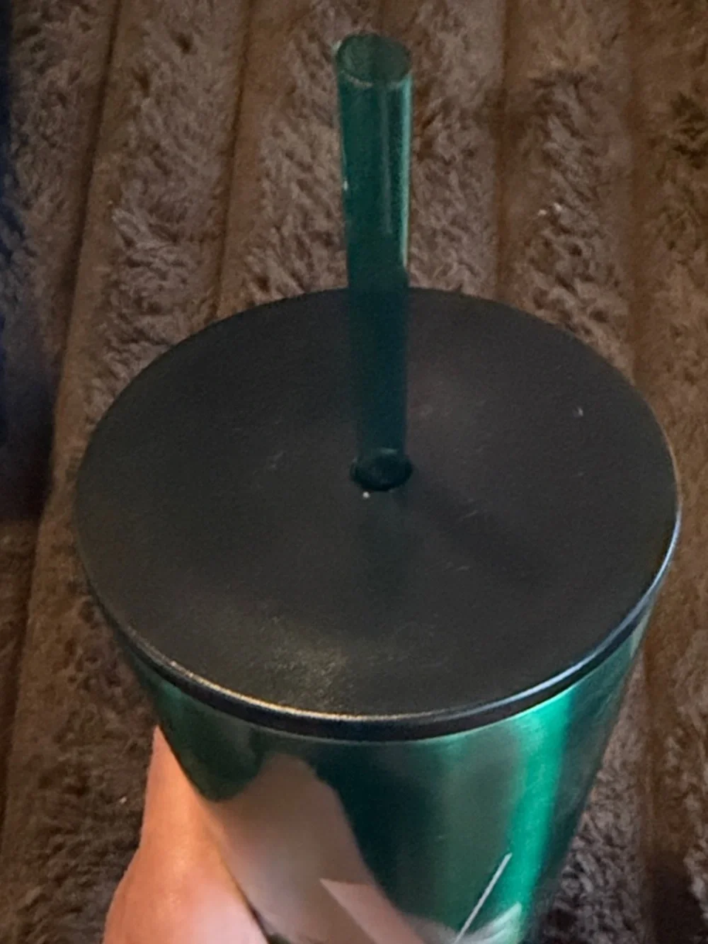Metallic Blue and Teal Insulated Tumbler with Straw - Monogram V